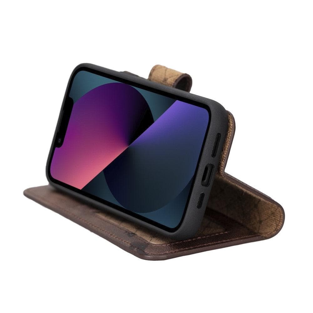 Magic iPhone 14 Plus Detachable Genuine Darker Color Leather Wallet Case