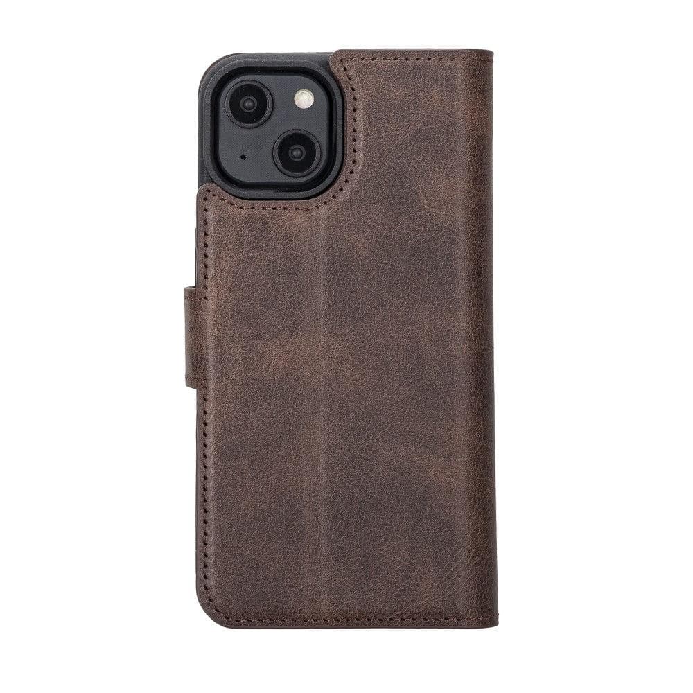 Magic iPhone 14 Detachable Genuine Darker Color Leather Wallet Case