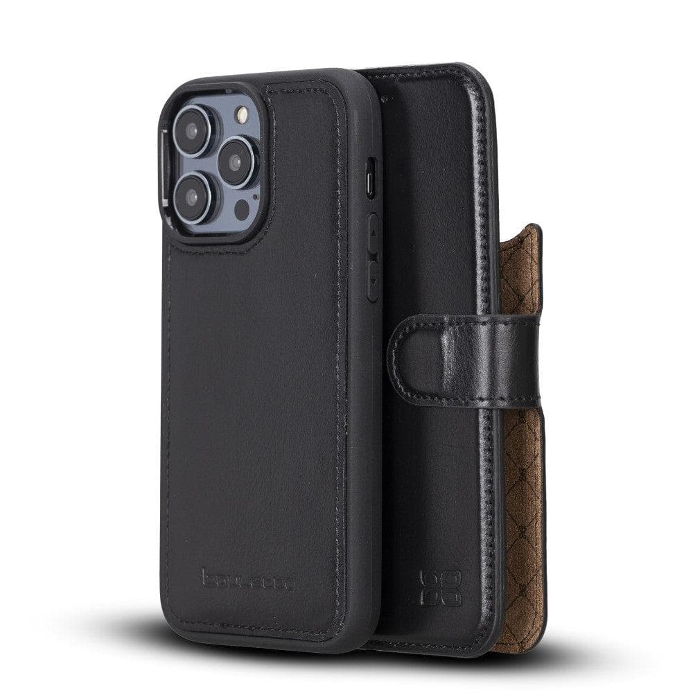 Magic iPhone 14 Pro Max Detachable Genuine Darker Color Leather Wallet Case