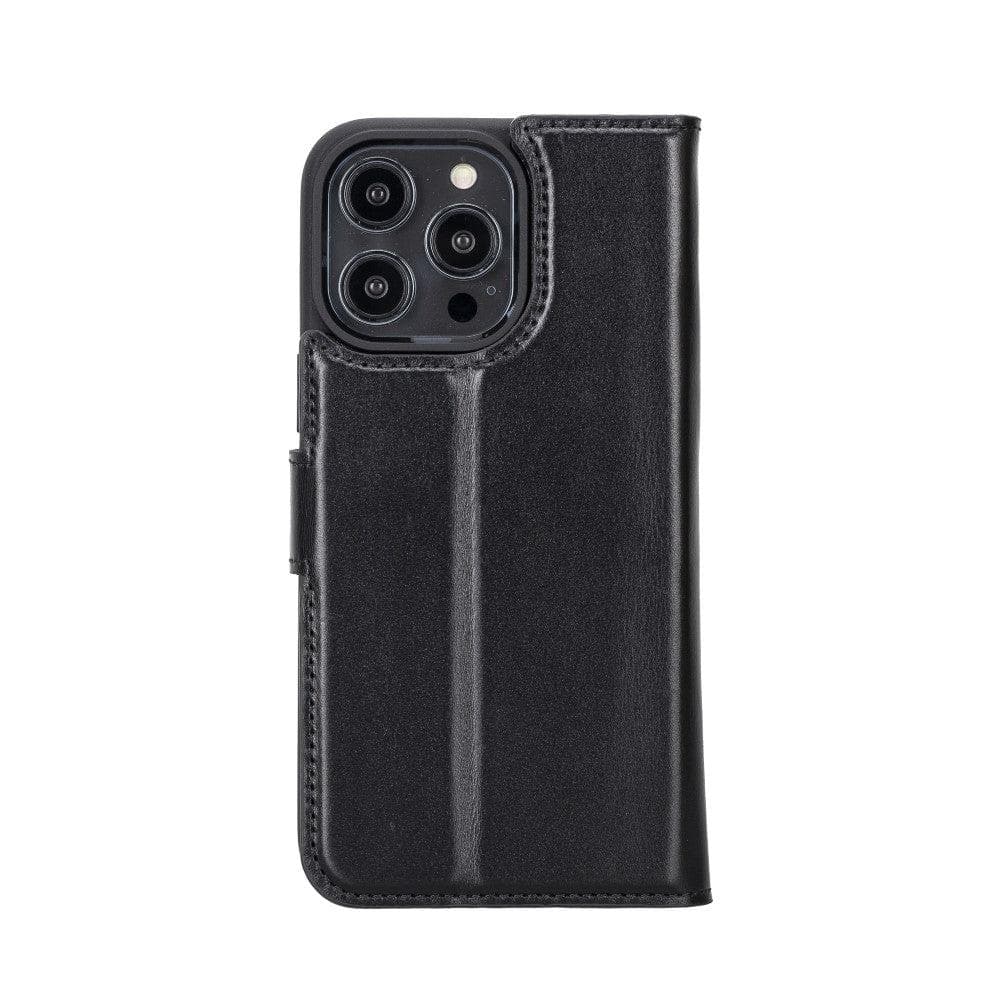 Magic iPhone 14 Pro Max Detachable Genuine Darker Color Leather Wallet Case