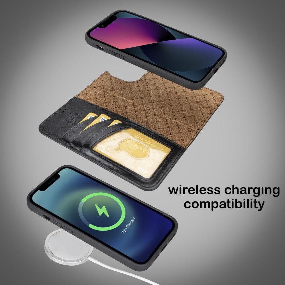 Magic iPhone 14 Detachable Genuine Darker Color Leather Wallet Case