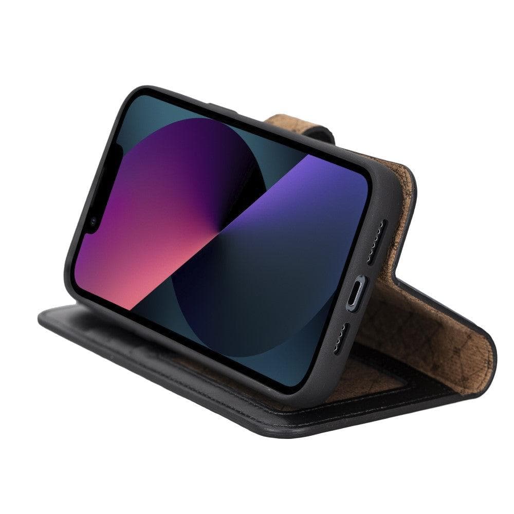 Magic iPhone 14 Pro Max Detachable Genuine Darker Color Leather Wallet Case