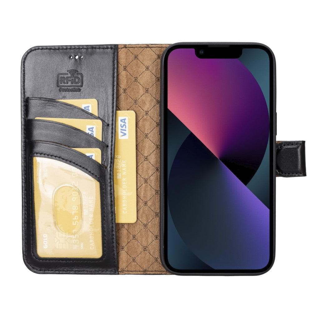 Magic iPhone 14 Pro Max Detachable Genuine Darker Color Leather Wallet Case