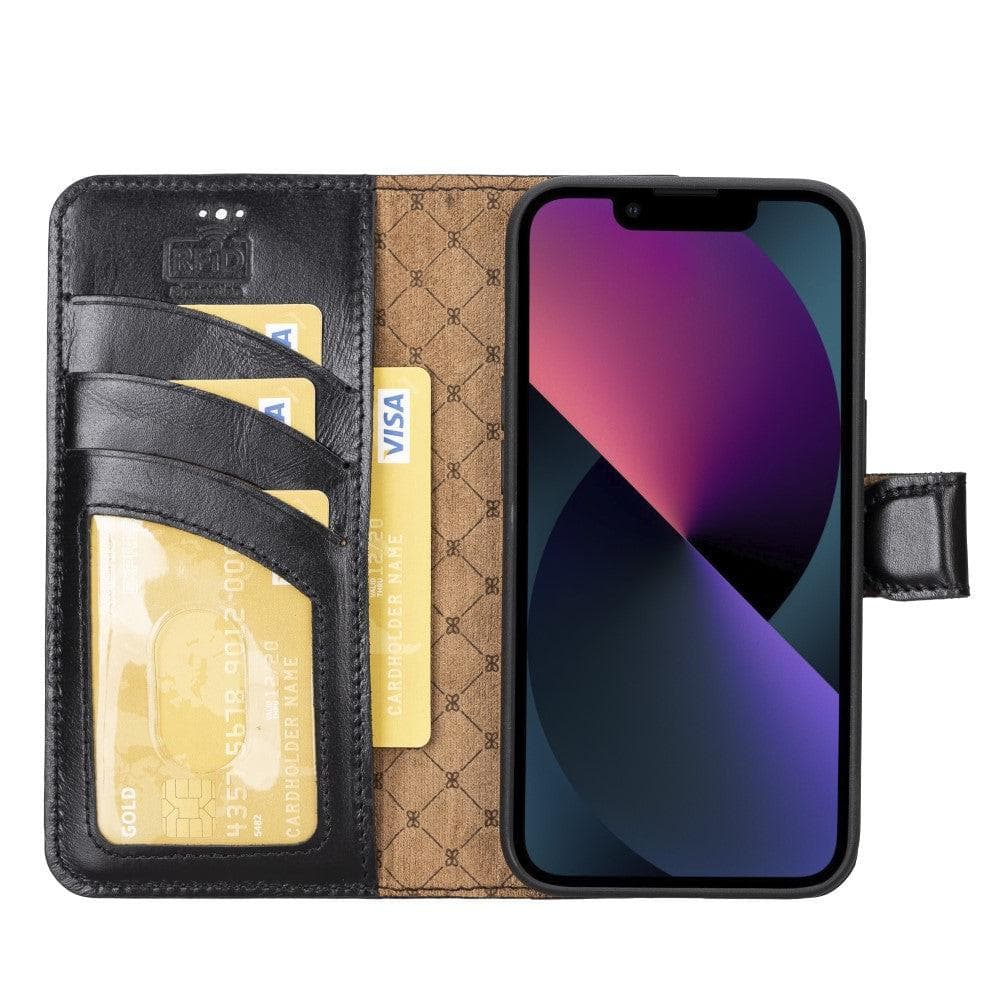Magic iPhone 14 Pro Max Detachable Genuine Darker Color Leather Wallet Case