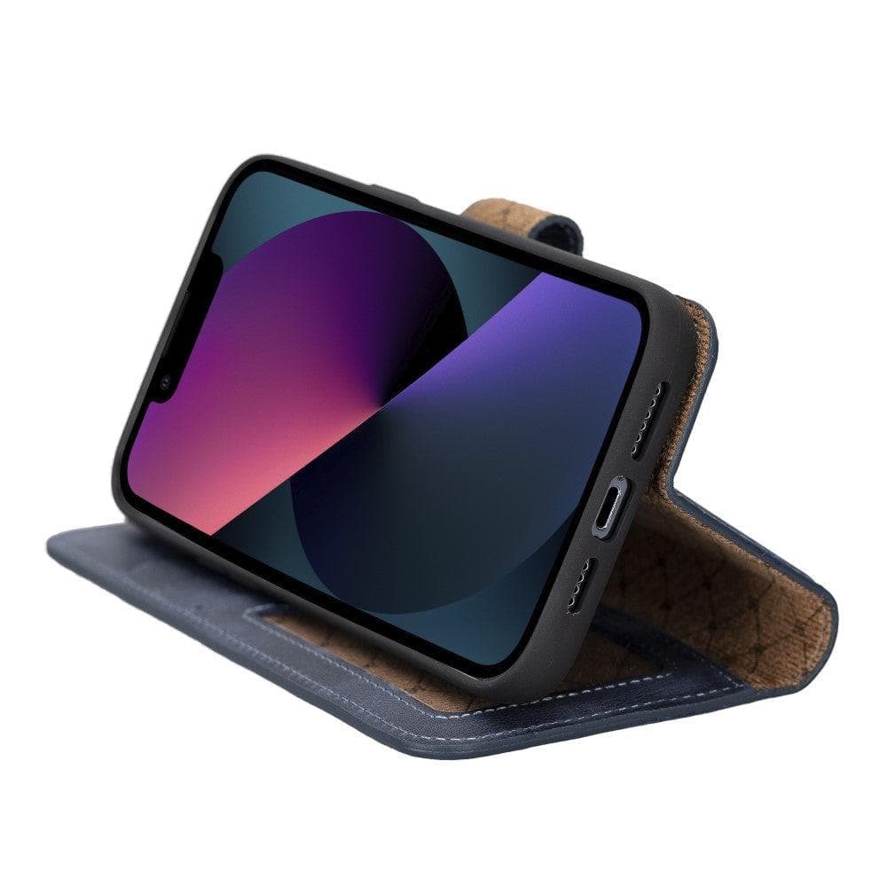 Magic iPhone 14 Plus Detachable Genuine Darker Color Leather Wallet Case