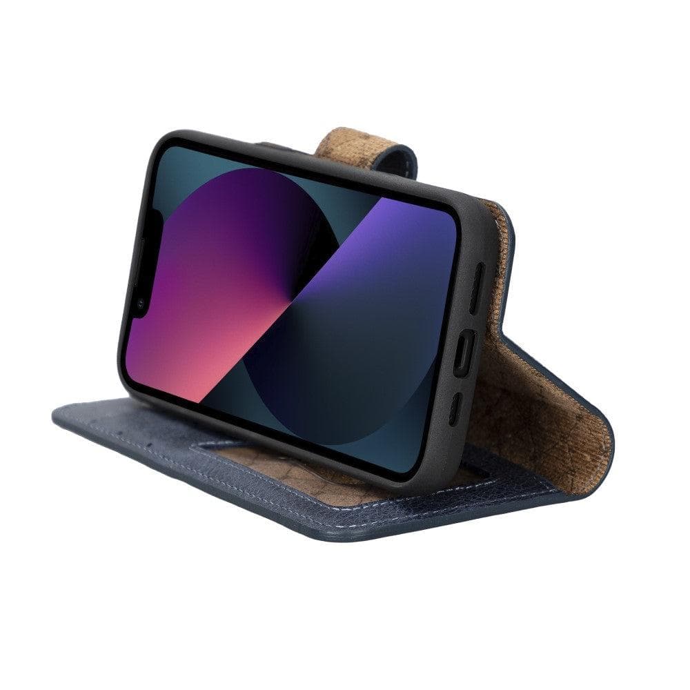 Magic iPhone 14 Plus Detachable Genuine Darker Color Leather Wallet Case