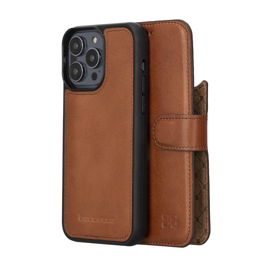 Magic iPhone 14 Detachable Genuine Darker Color Leather Wallet Case