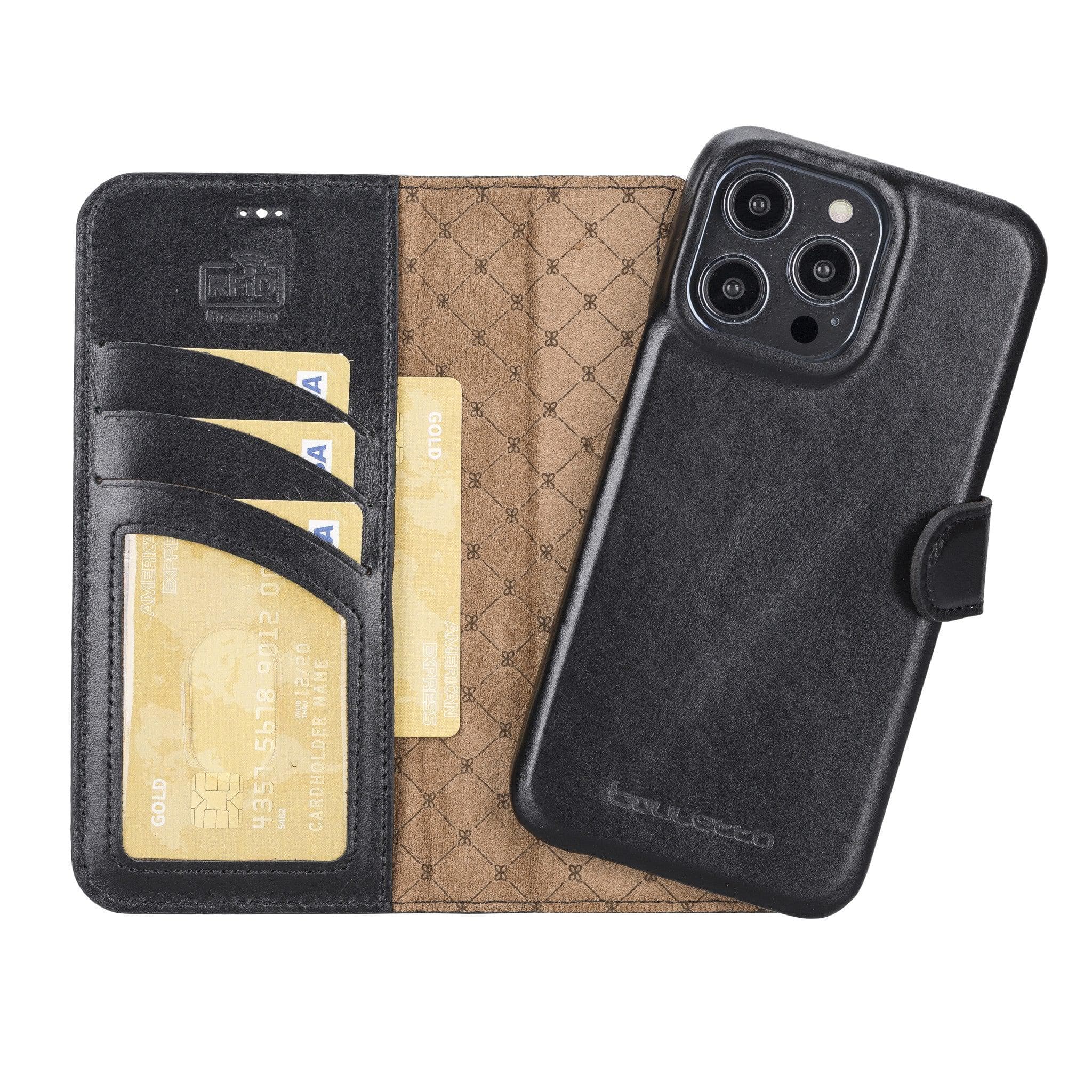 F360 Magic Genuine Leather iPhone 14 Pro Max Detachable Wallet Case