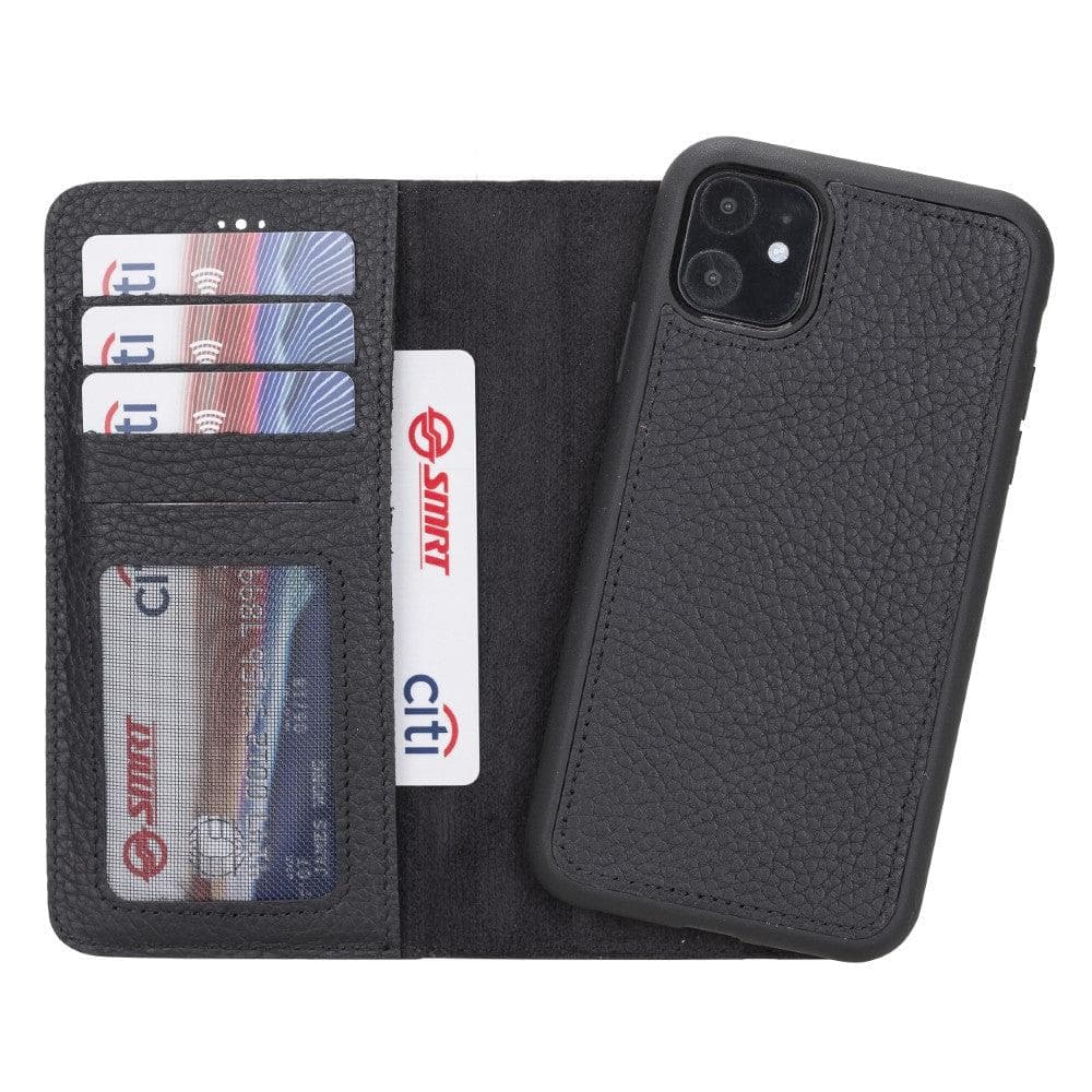 Magic iPhone 12 / 12 Pro Detachable Genuine Leather Wallet Case