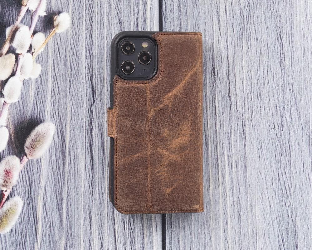 Magic iPhone 12 Mini Çıkarılabilir Hakiki Deri Cüzdan Kılıf