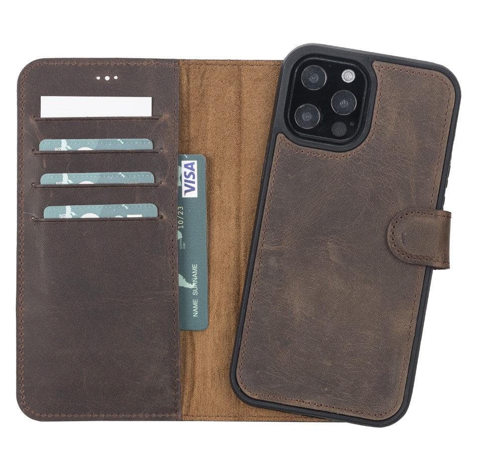Magic iPhone 12 / 12 Pro Detachable Genuine Leather Wallet Case