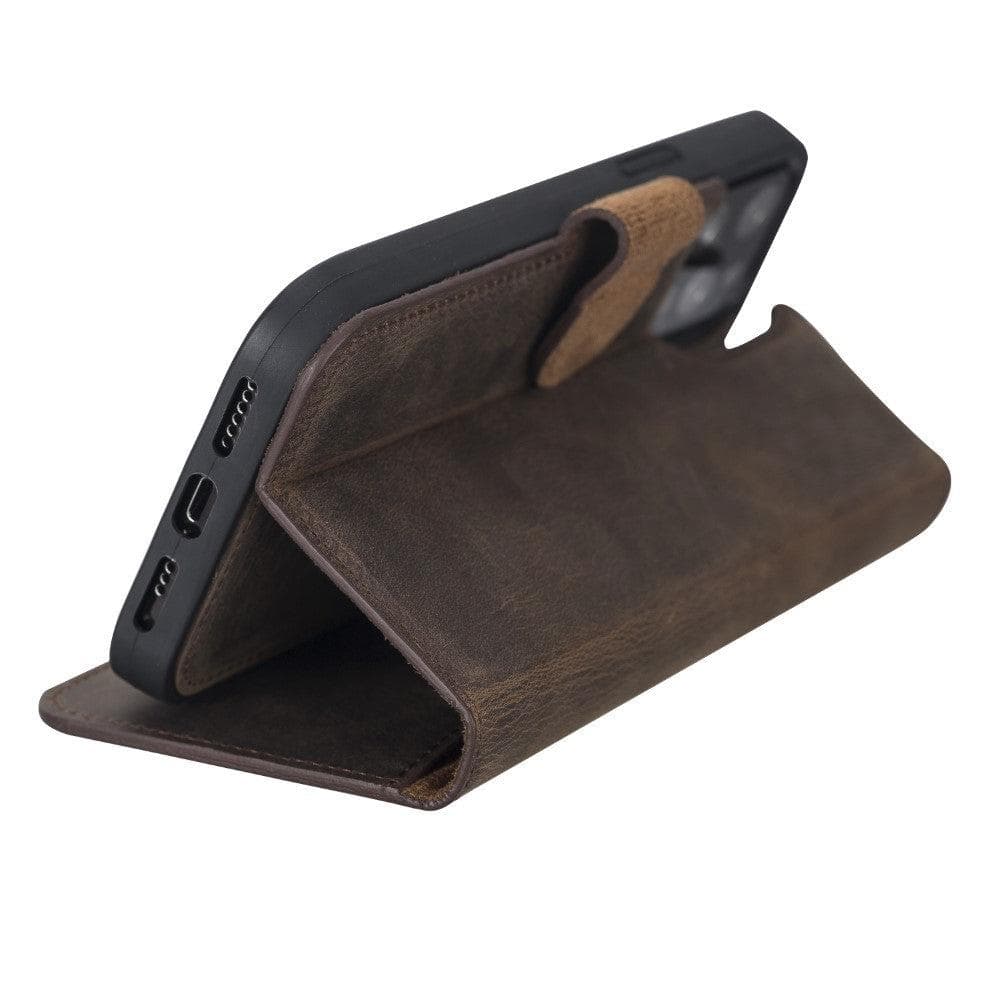 Magic iPhone 12 / 12 Pro Detachable Genuine Leather Wallet Case