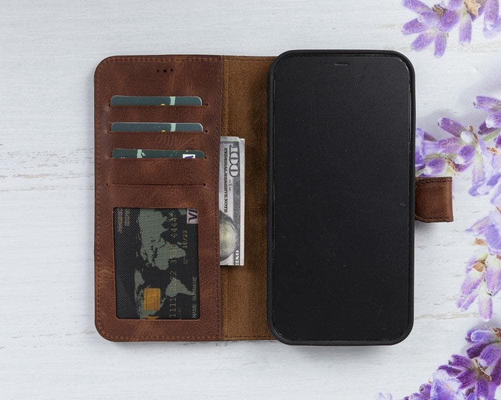 Magic iPhone 12 / 12 Pro Detachable Genuine Leather Wallet Case