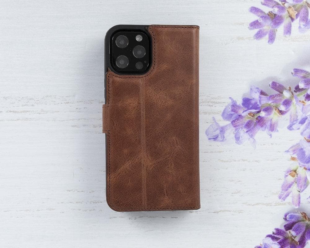 Magic iPhone 12 Pro Max Çıkarılabilir Hakiki Deri Cüzdan Kılıf