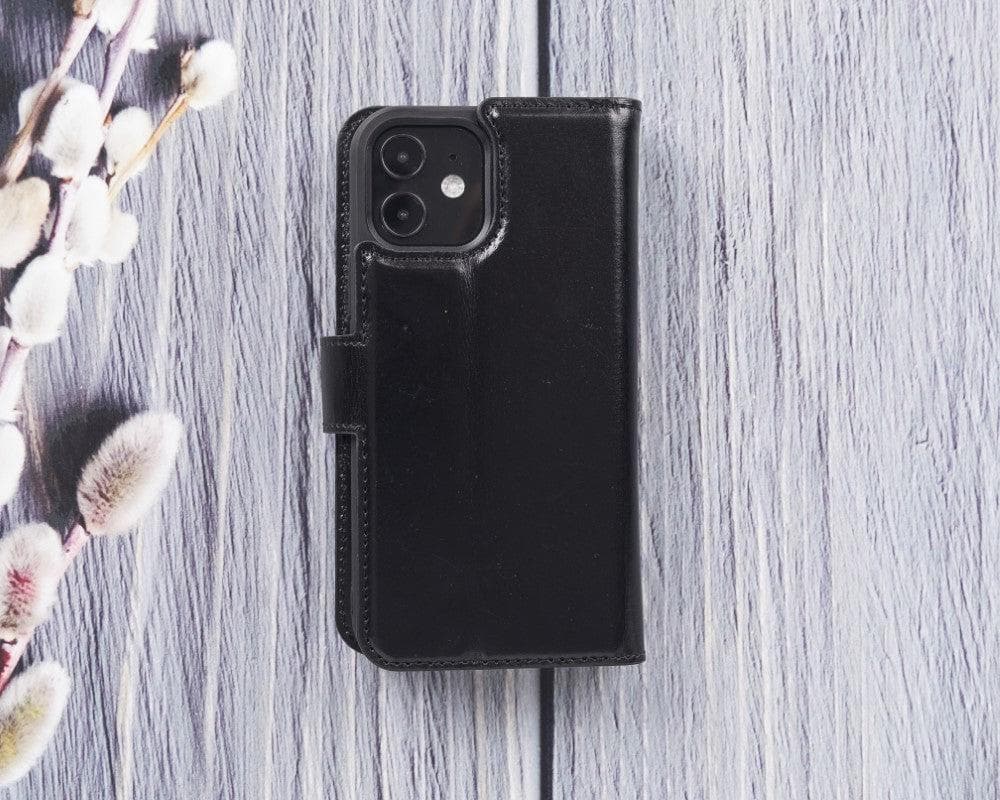 Magic iPhone 12 Mini Çıkarılabilir Hakiki Deri Cüzdan Kılıf