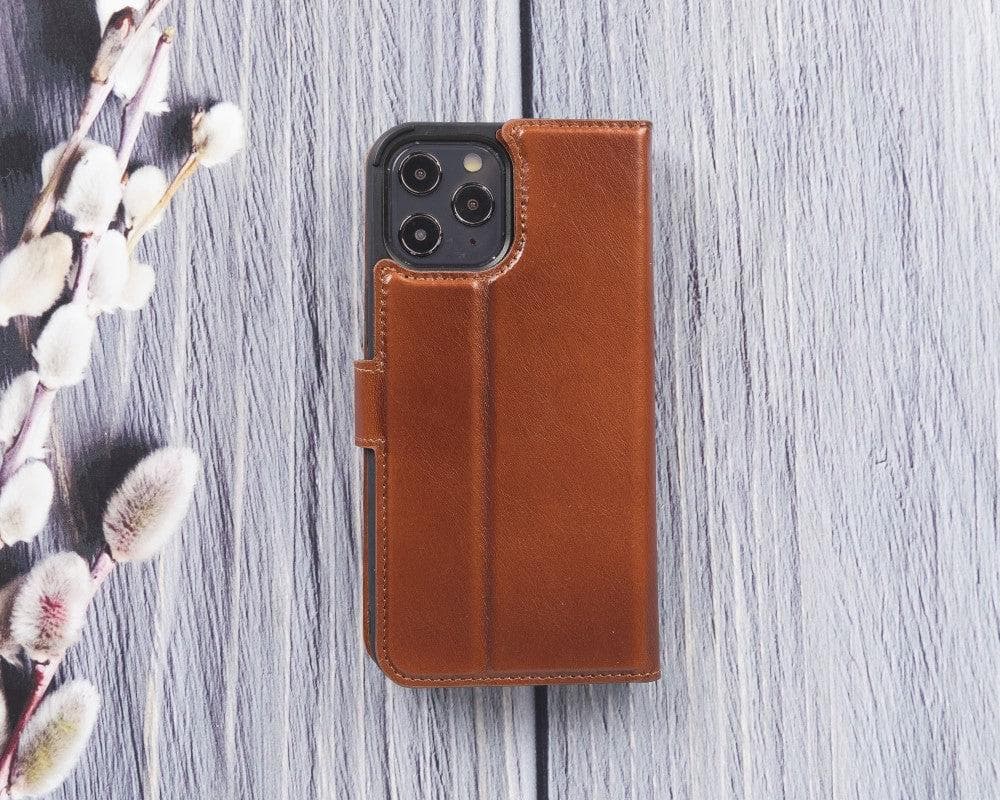 Magic iPhone 12 Mini Çıkarılabilir Hakiki Deri Cüzdan Kılıf