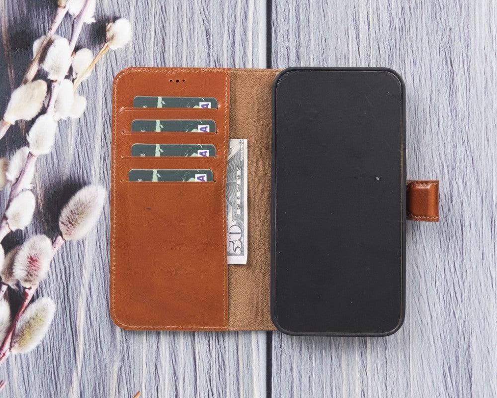 Magic iPhone 12 / 12 Pro Detachable Genuine Leather Wallet Case