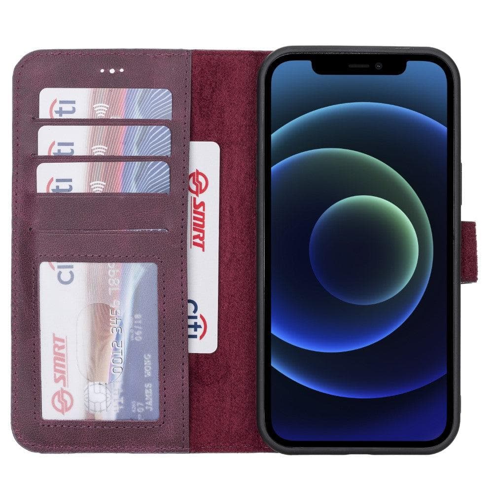 Magic iPhone 12 Pro Max Çıkarılabilir Hakiki Deri Cüzdan Kılıf