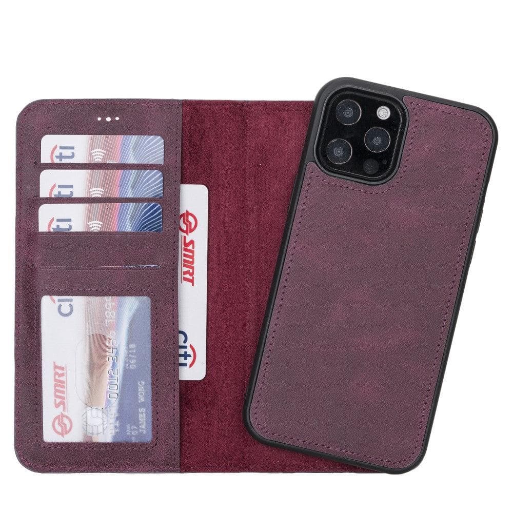 Magic iPhone 12 Pro Max Çıkarılabilir Hakiki Deri Cüzdan Kılıf