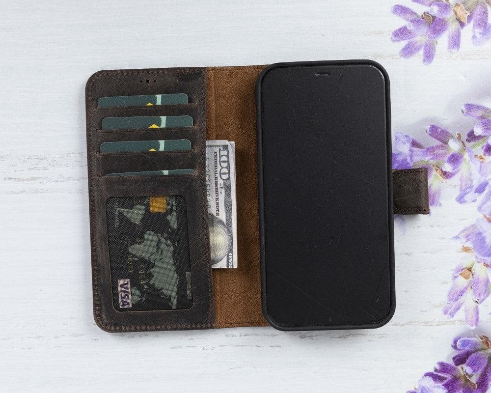 Magic iPhone 12 Mini Çıkarılabilir Hakiki Deri Cüzdan Kılıf