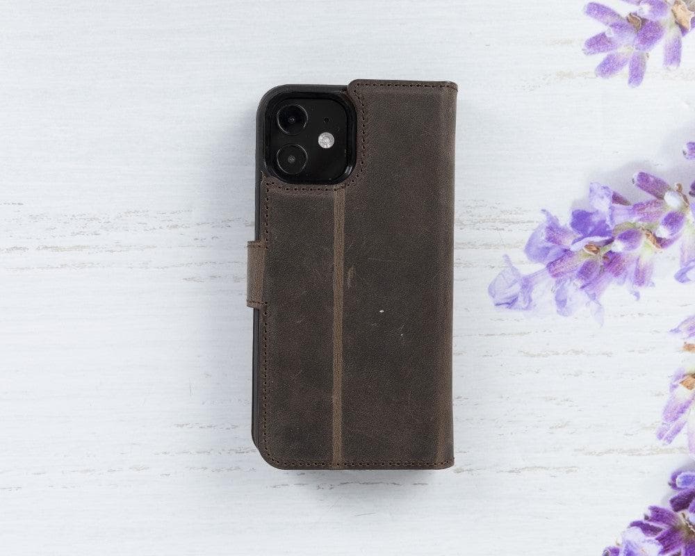 Magic iPhone 12 Mini Çıkarılabilir Hakiki Deri Cüzdan Kılıf