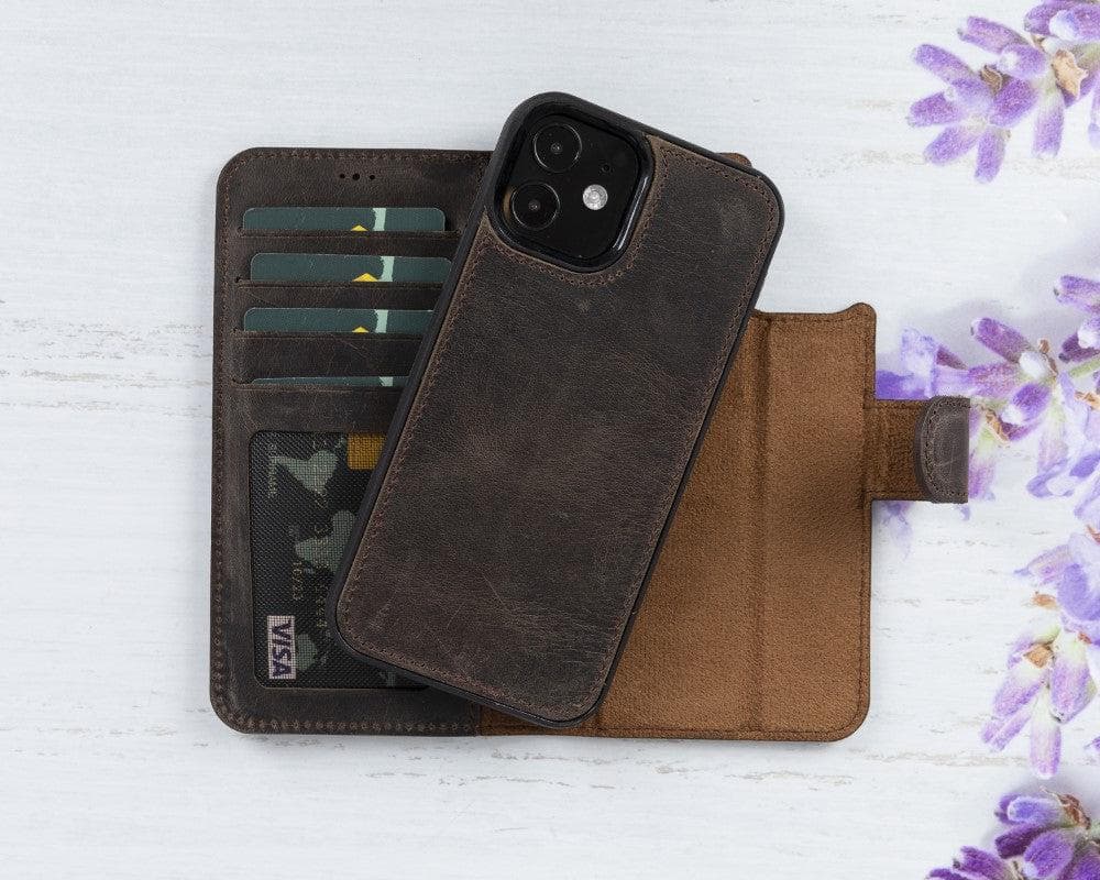 Magic iPhone 12 / 12 Pro Detachable Genuine Leather Wallet Case