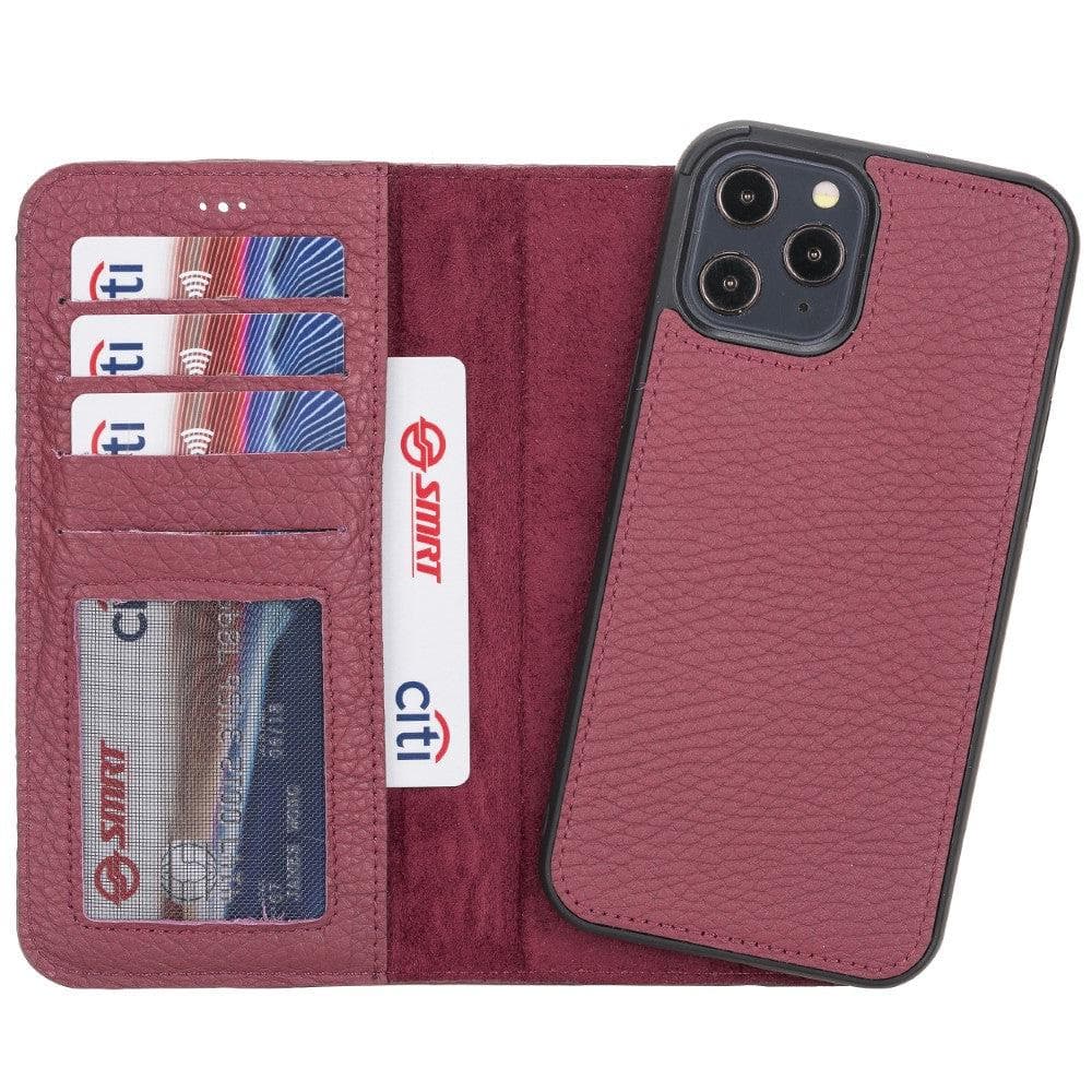 Magic iPhone 12 / 12 Pro Detachable Genuine Leather Wallet Case