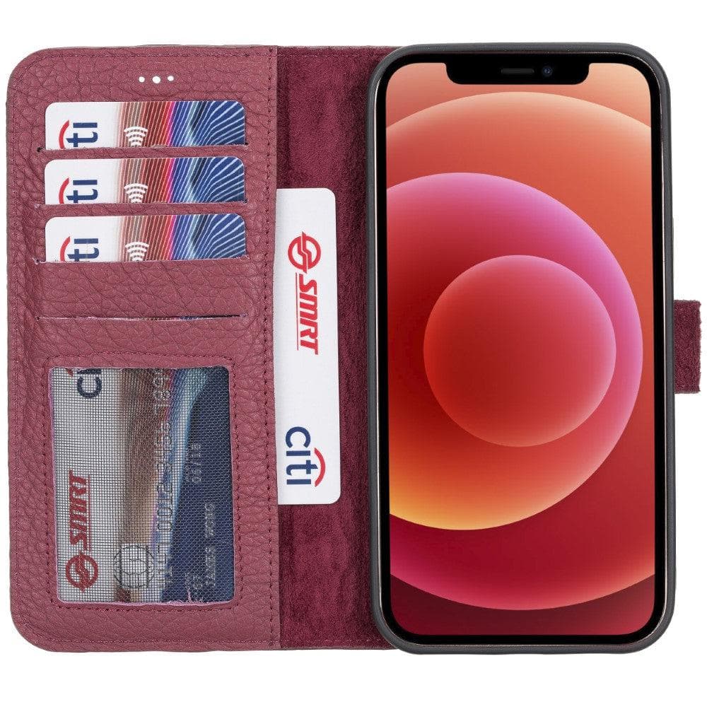 Magic iPhone 12 Mini Çıkarılabilir Hakiki Deri Cüzdan Kılıf