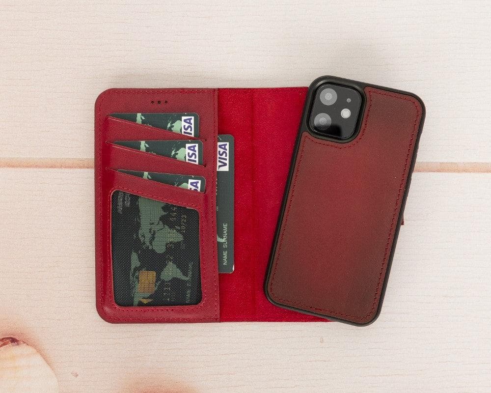 Magic iPhone 12 Mini Çıkarılabilir Hakiki Deri Cüzdan Kılıf
