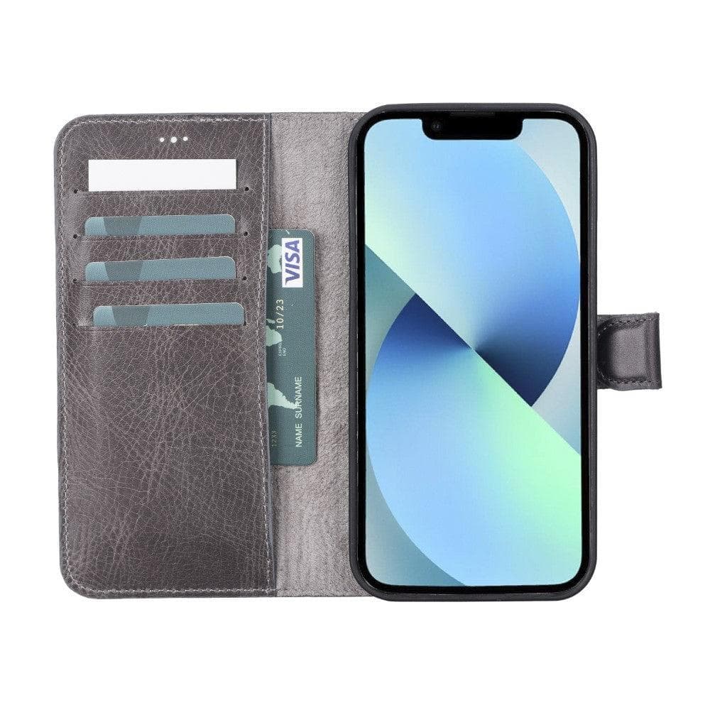 Magic iPhone 12 Mini Çıkarılabilir Hakiki Deri Cüzdan Kılıf
