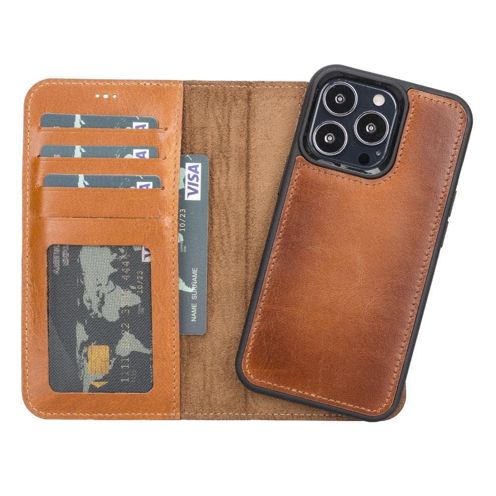 Magic iPhone 13 Pro Genuine Leather Detachable Wallet Case