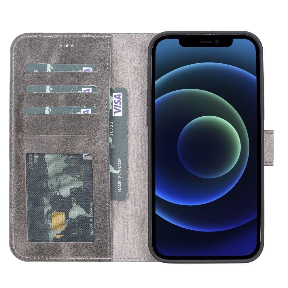 Magic iPhone 13 Pro Genuine Leather Detachable Wallet Case