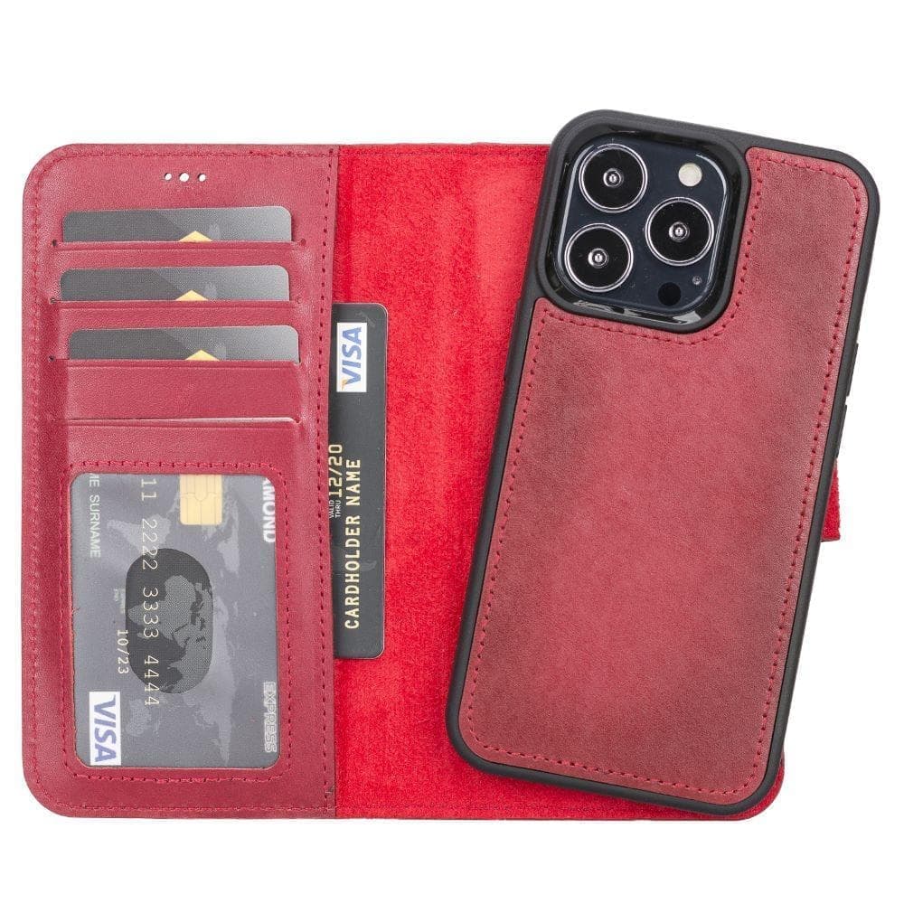 Magic iPhone 13 Pro Genuine Leather Detachable Wallet Case