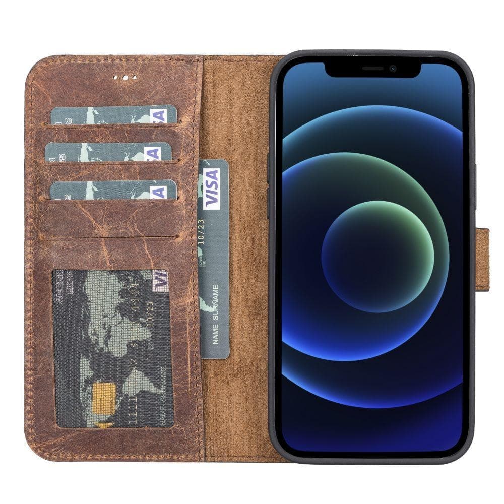 Magic iPhone 13 Pro Genuine Leather Detachable Wallet Case