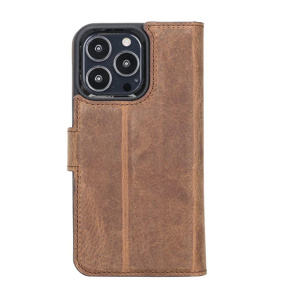 Magic iPhone 13 Pro Genuine Leather Detachable Wallet Case