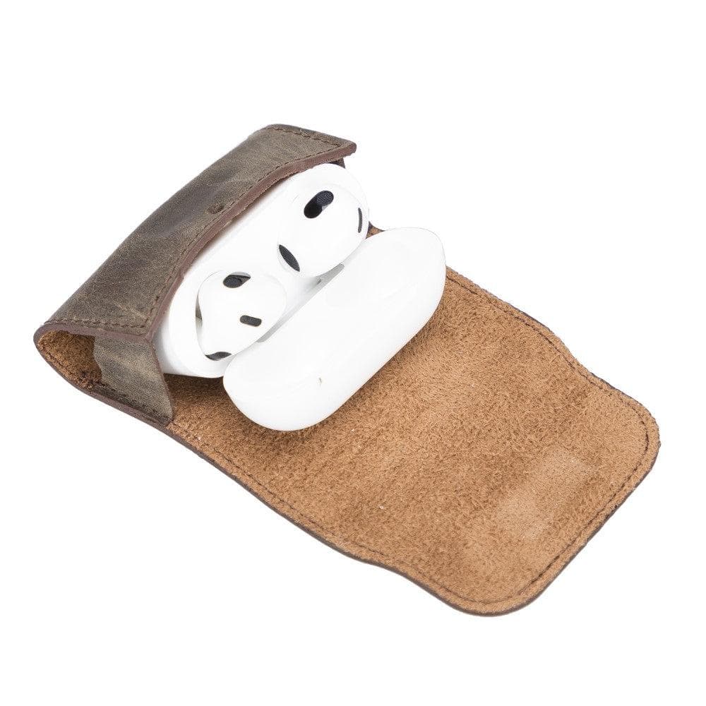 Mai Magnet AirPods 1 ve AirPods 2 Kancalı Hakiki Deri Kılıf