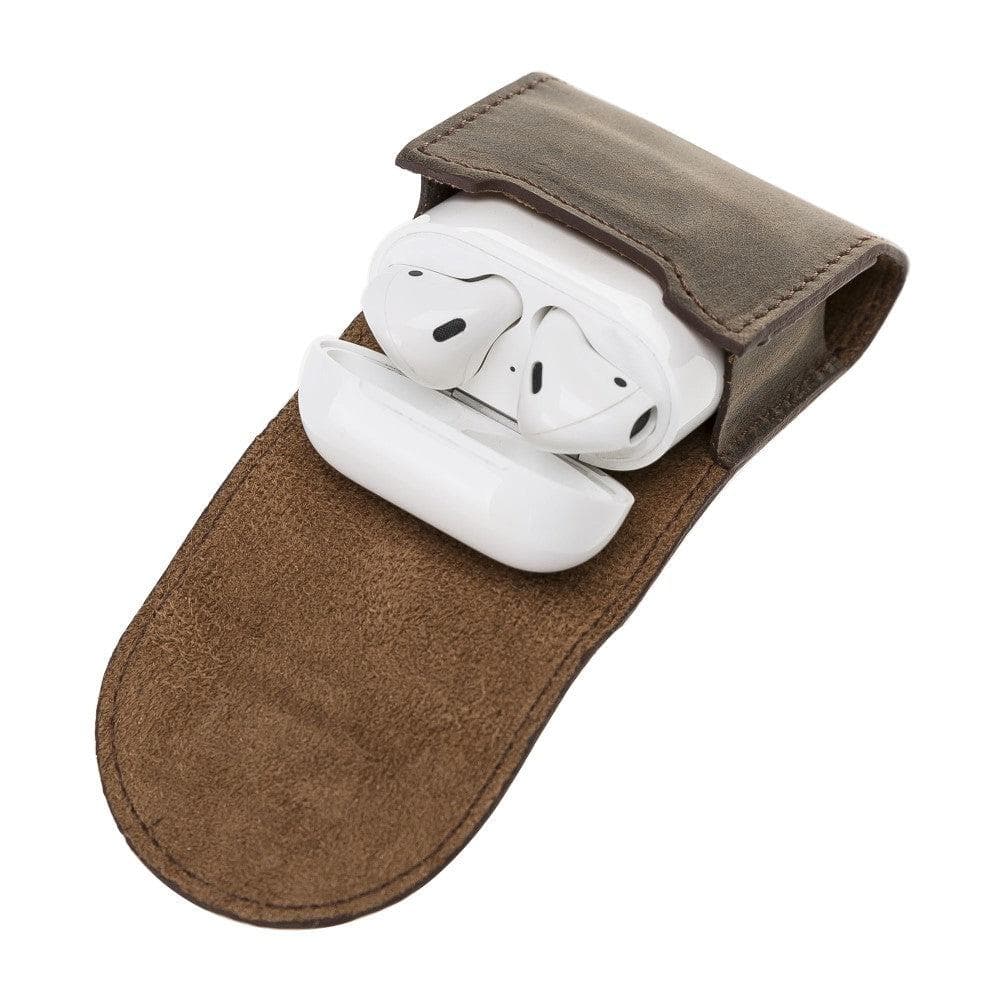 Mai Magnet AirPods 1 ve AirPods 2 Kancalı Hakiki Deri Kılıf