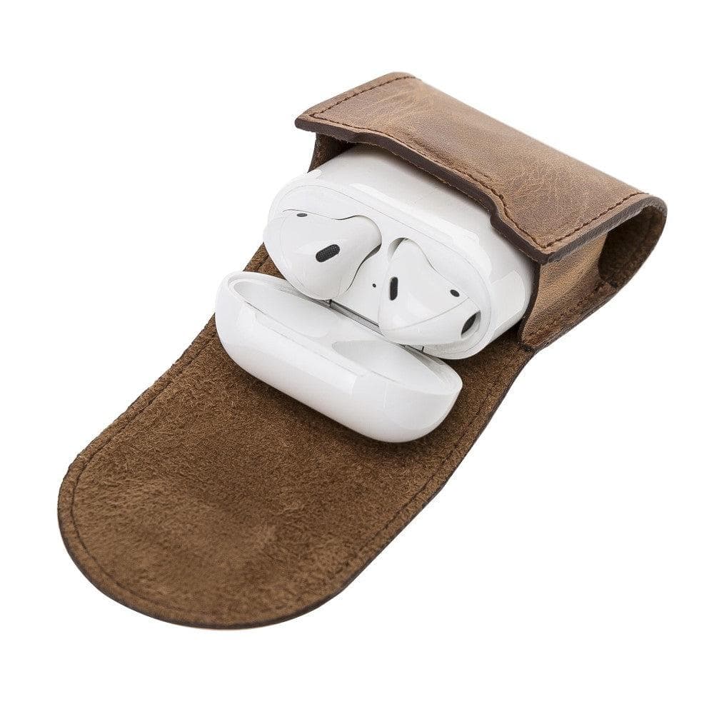 Mai Magnet AirPods 1 ve AirPods 2 Kancalı Hakiki Deri Kılıf