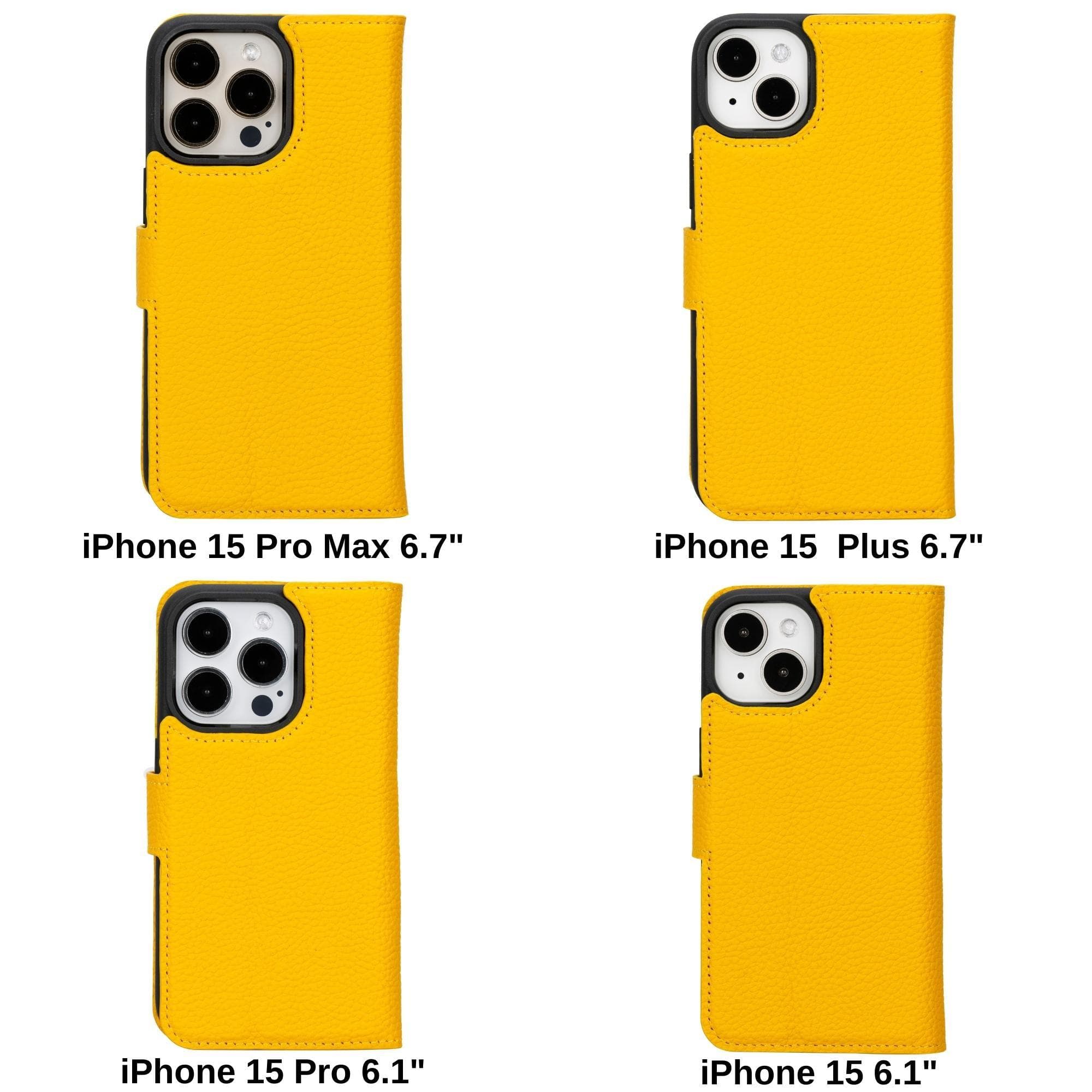 Magic iPhone 15 Pro Genuine Leather Detachable Wallet Case