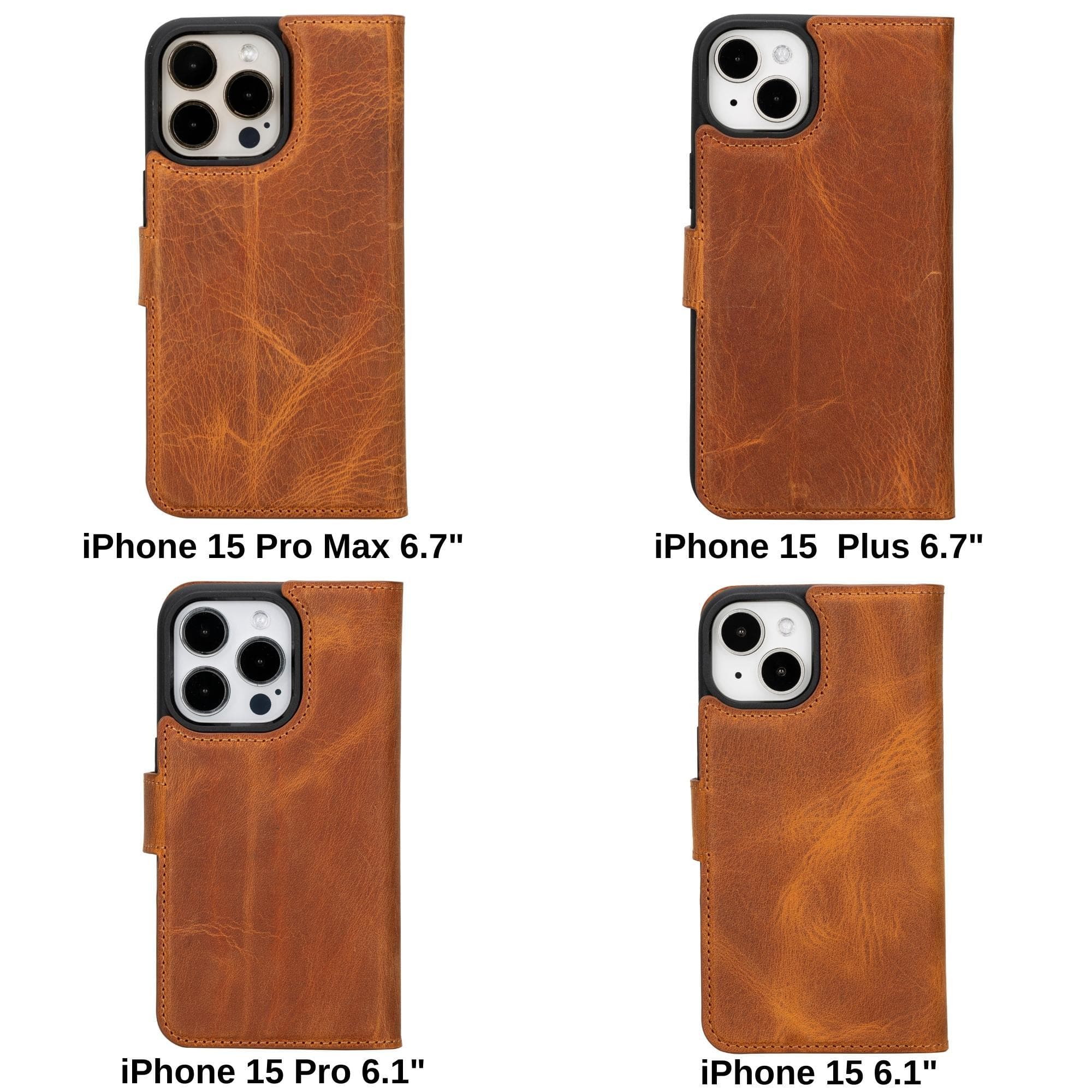 Magic iPhone 15 Pro Max Genuine Leather Detachable Wallet Case