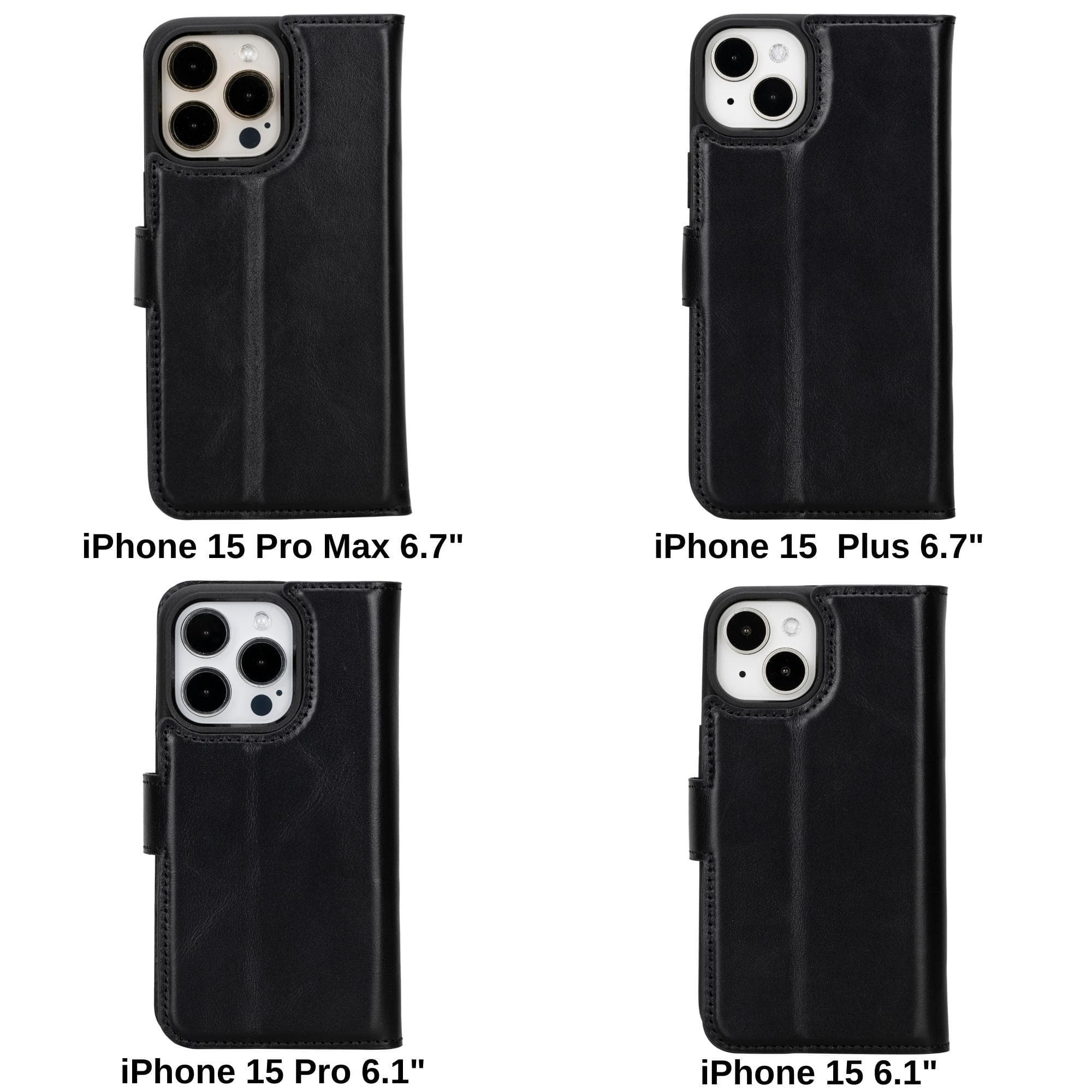 Magic iPhone 15 Pro Max Genuine Leather Detachable Wallet Case