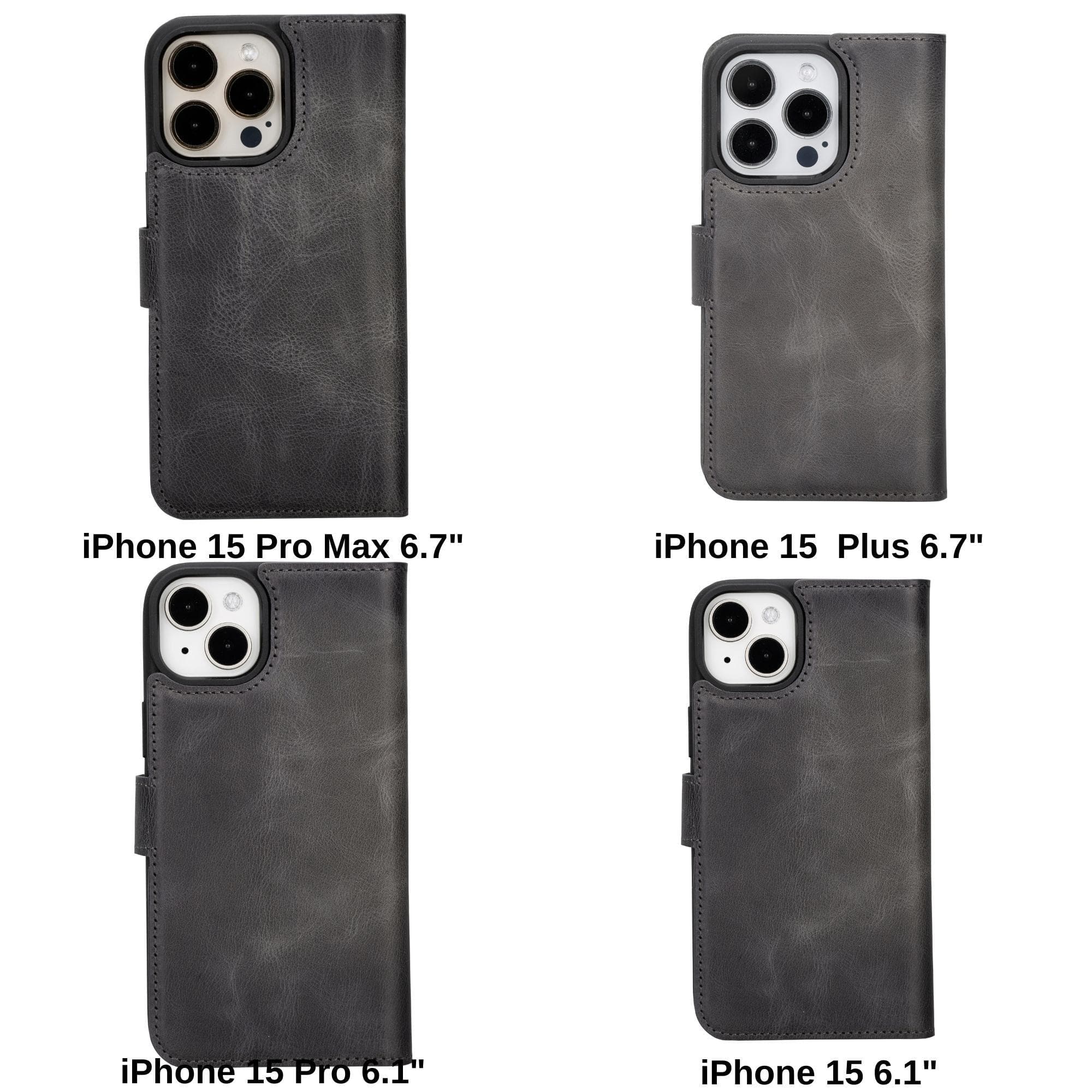 Magic iPhone 15 Genuine Leather Detachable Wallet Case