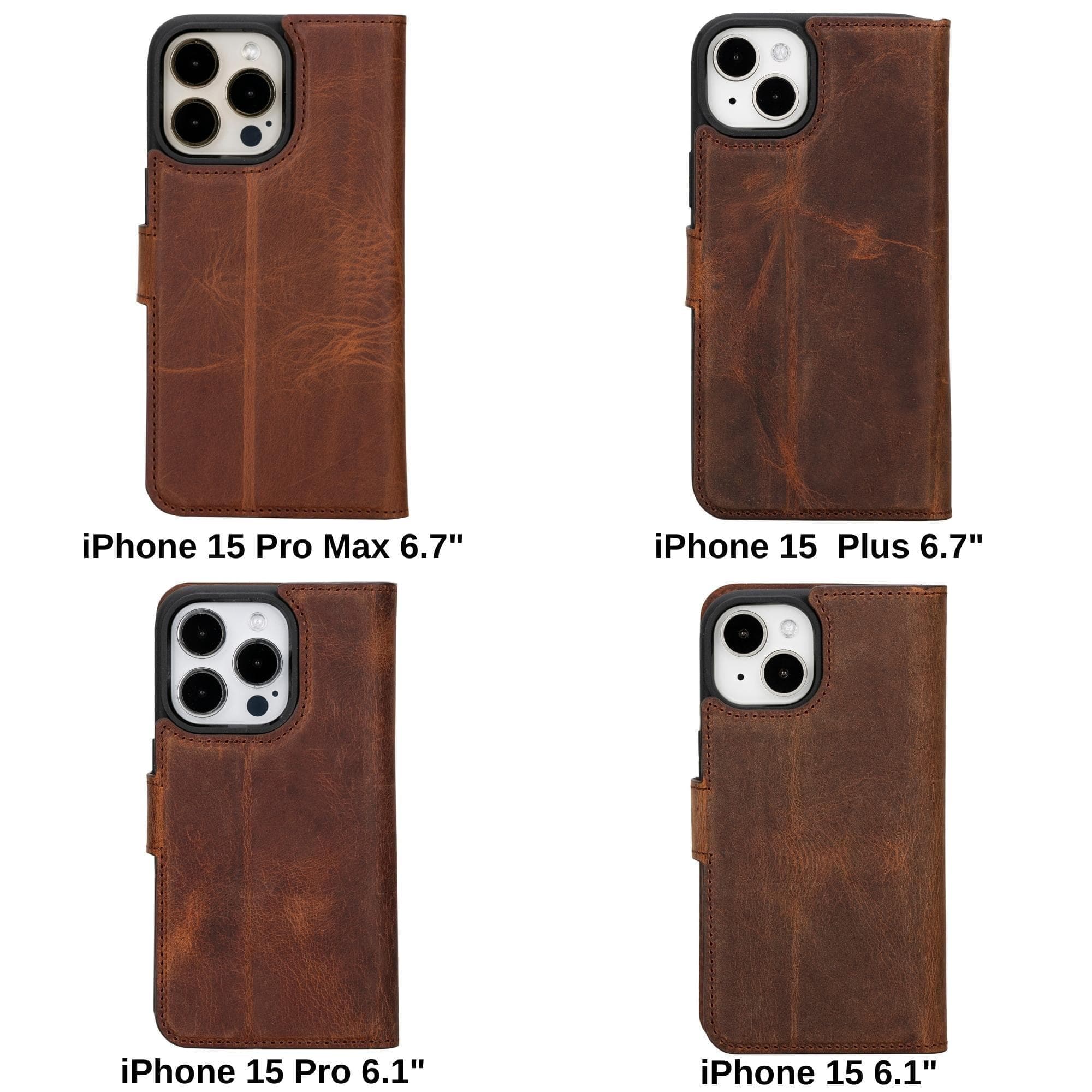 Magic iPhone 15 Genuine Leather Detachable Wallet Case