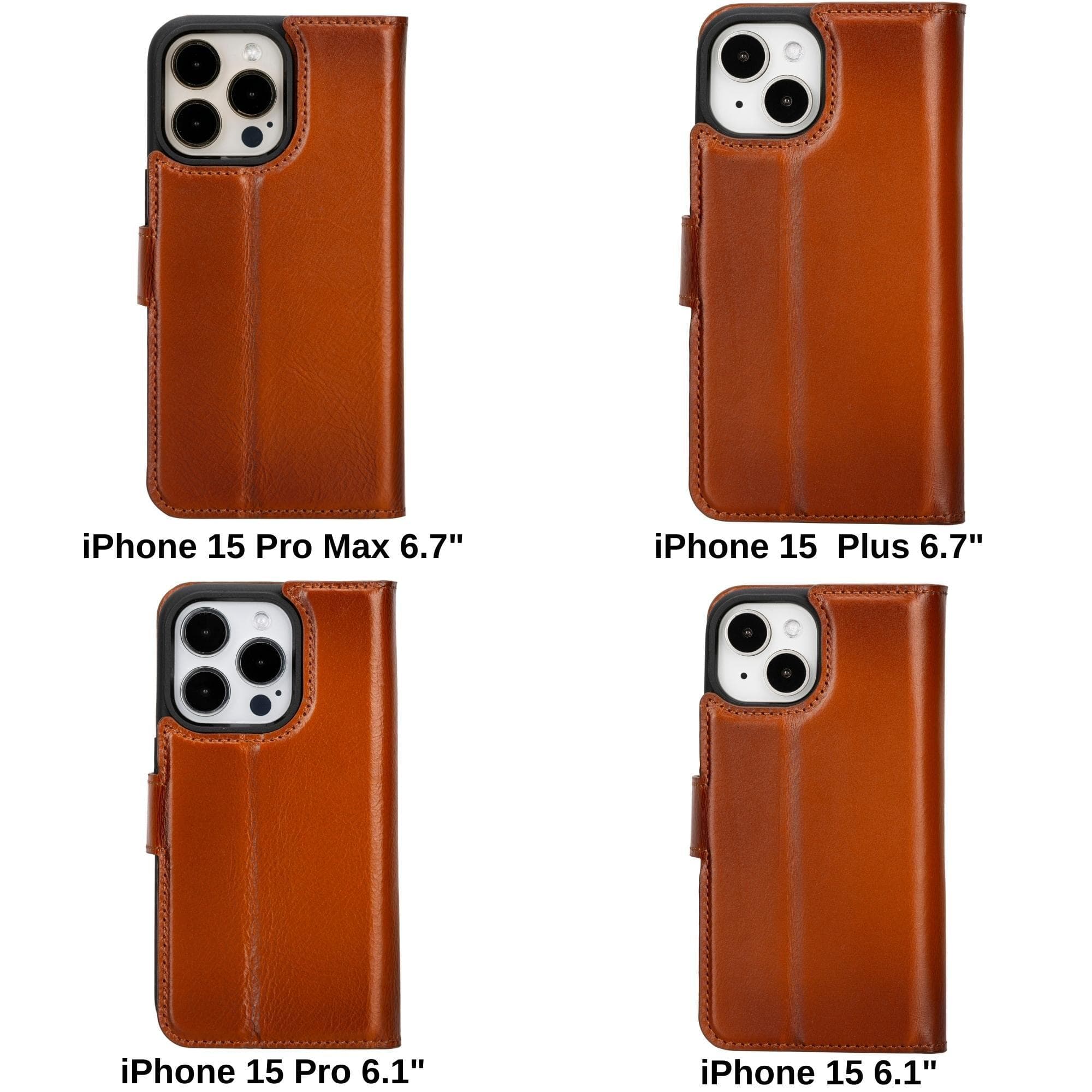 Magic iPhone 15 Pro Max Genuine Leather Detachable Wallet Case
