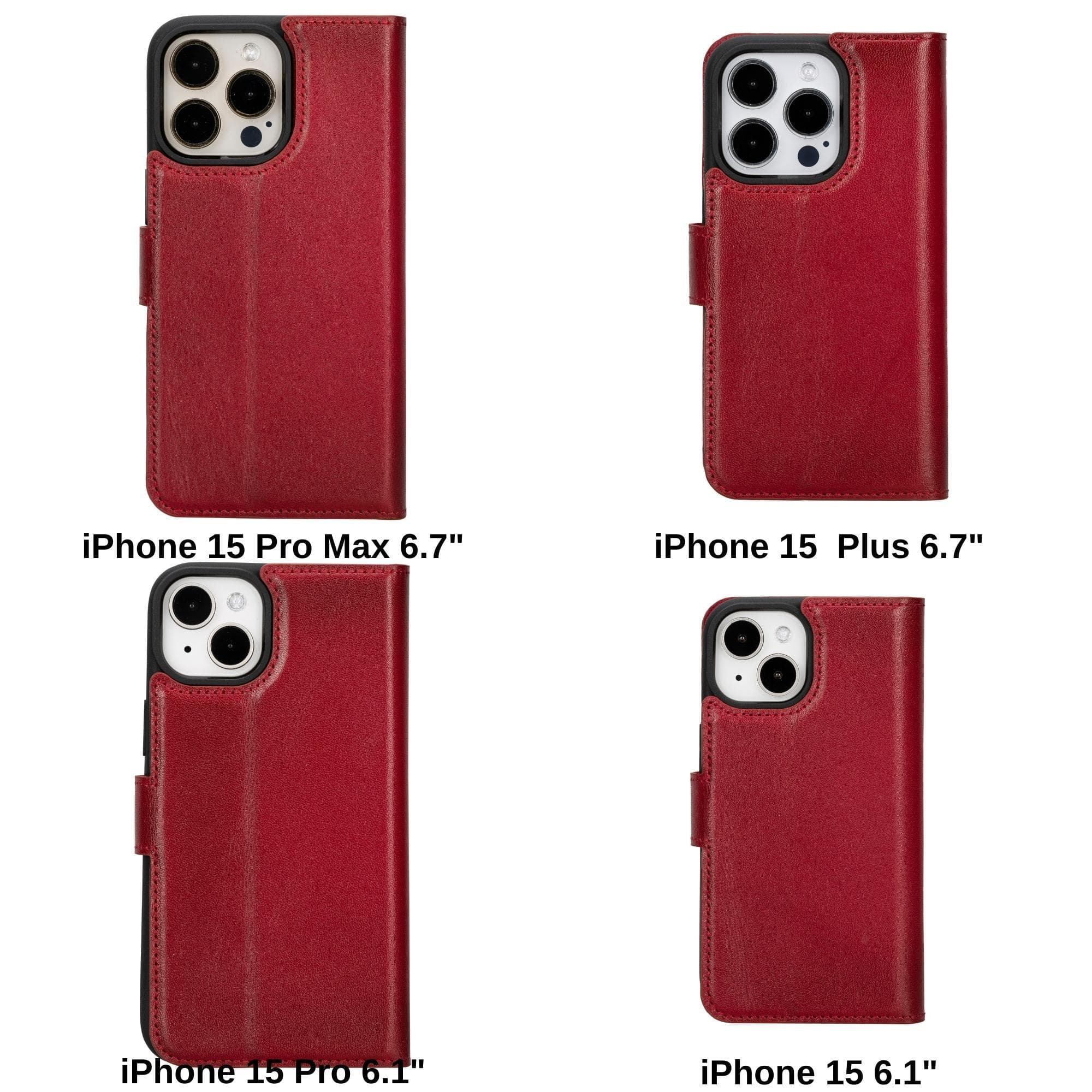 Magic iPhone 15 Pro Genuine Leather Detachable Wallet Case