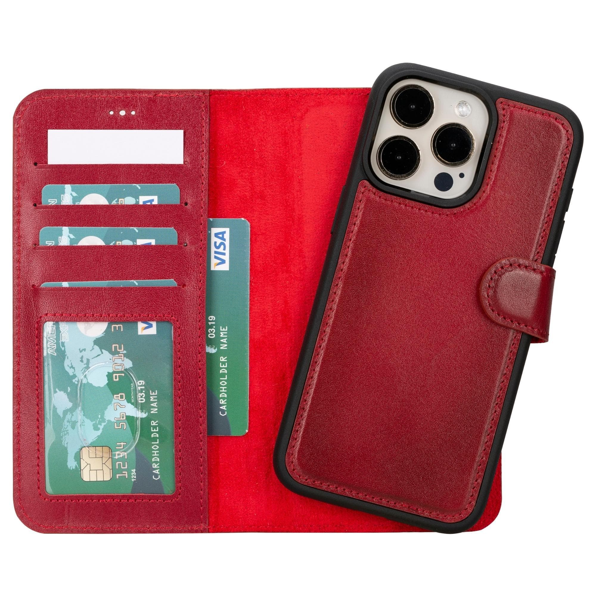 Magic iPhone 15 Pro Genuine Leather Detachable Wallet Case