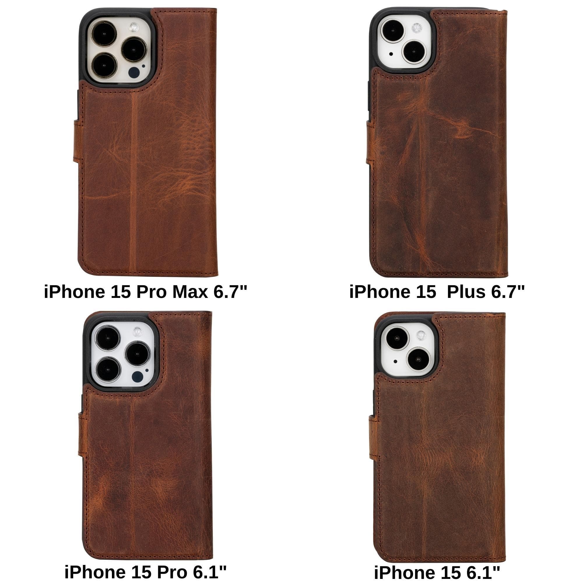Magic iPhone 15 Pro Max Genuine Leather Detachable Wallet Case