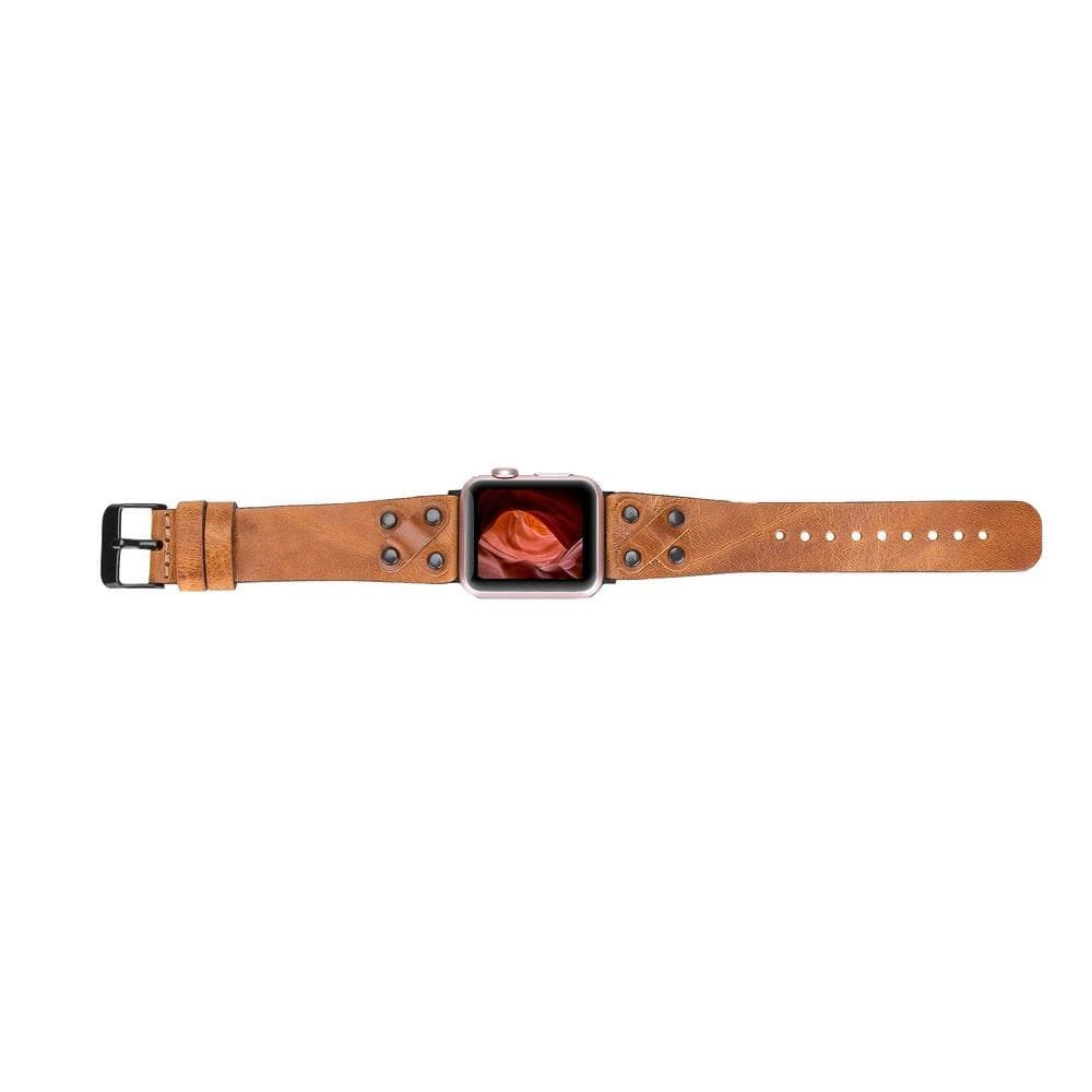 Cross Genuine Leather Apple Watch Band with Black Trok