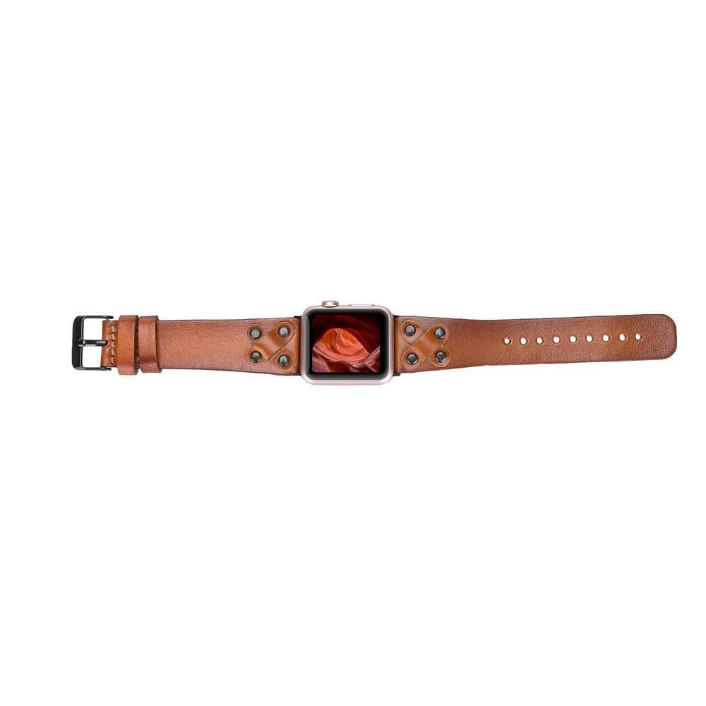 Cross Genuine Leather Apple Watch Band with Black Trok