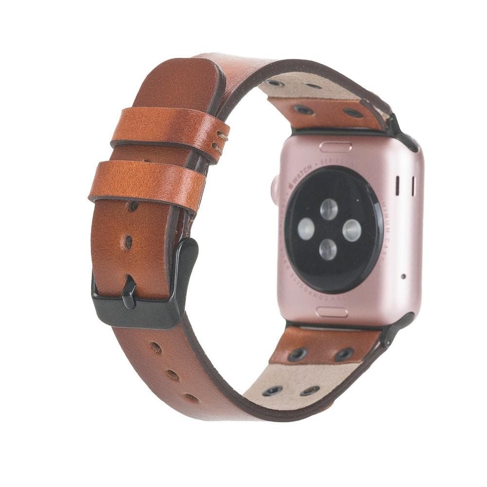Cross Genuine Leather Apple Watch Band with Black Trok
